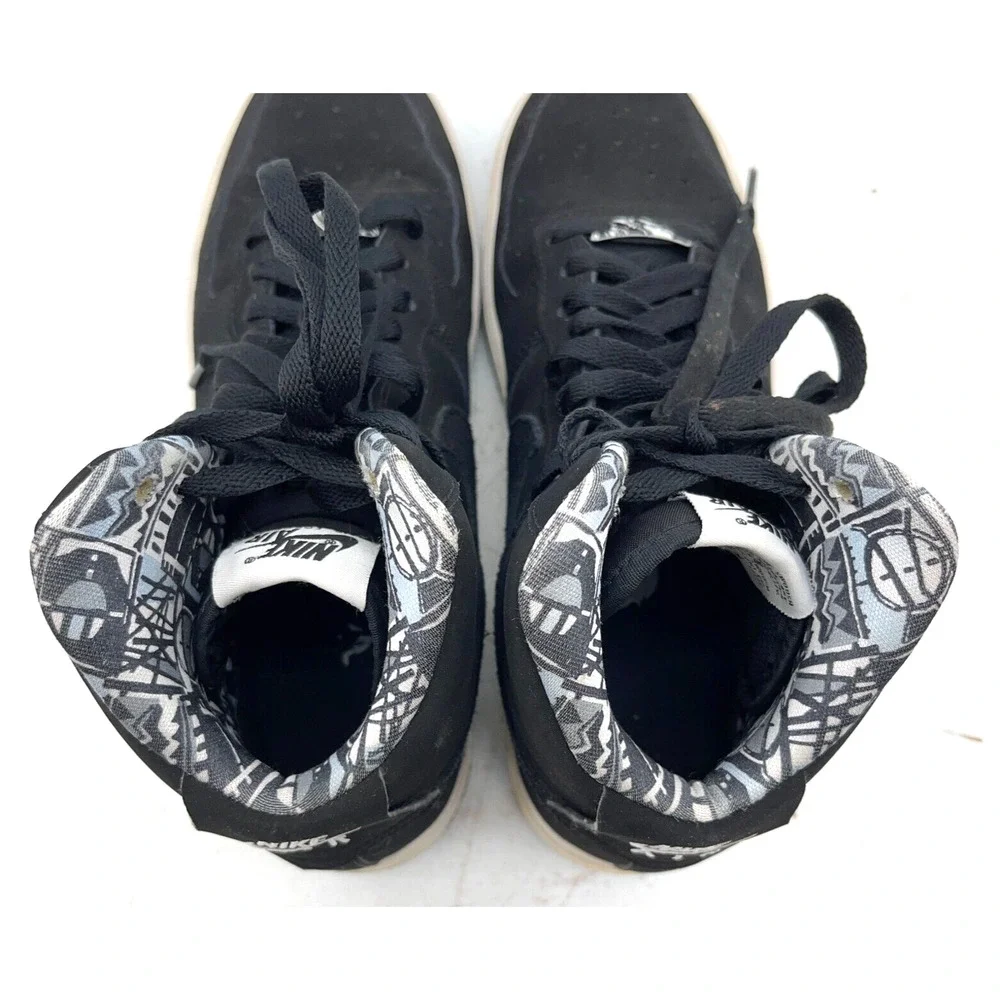 Nike Air Force 1 Mid Shoes Black/White Marble Sole Sneakers 653998-008 US Sz 7Y